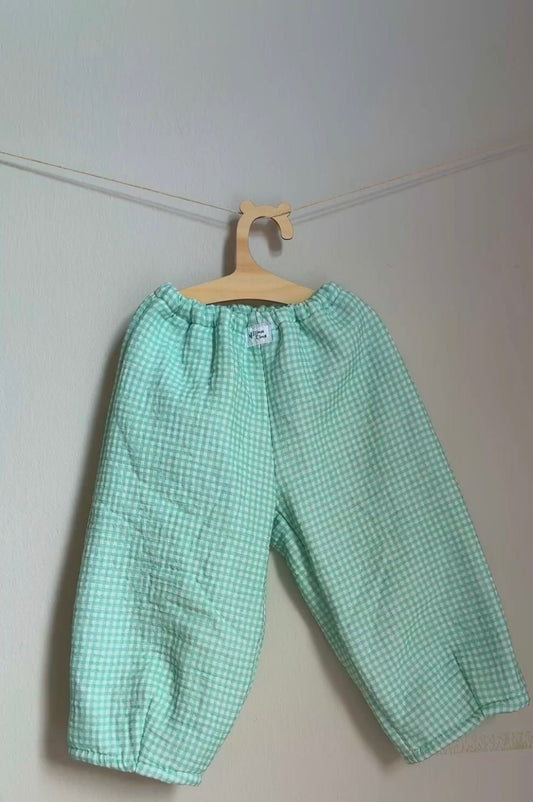 pantalon oversize vichy verde