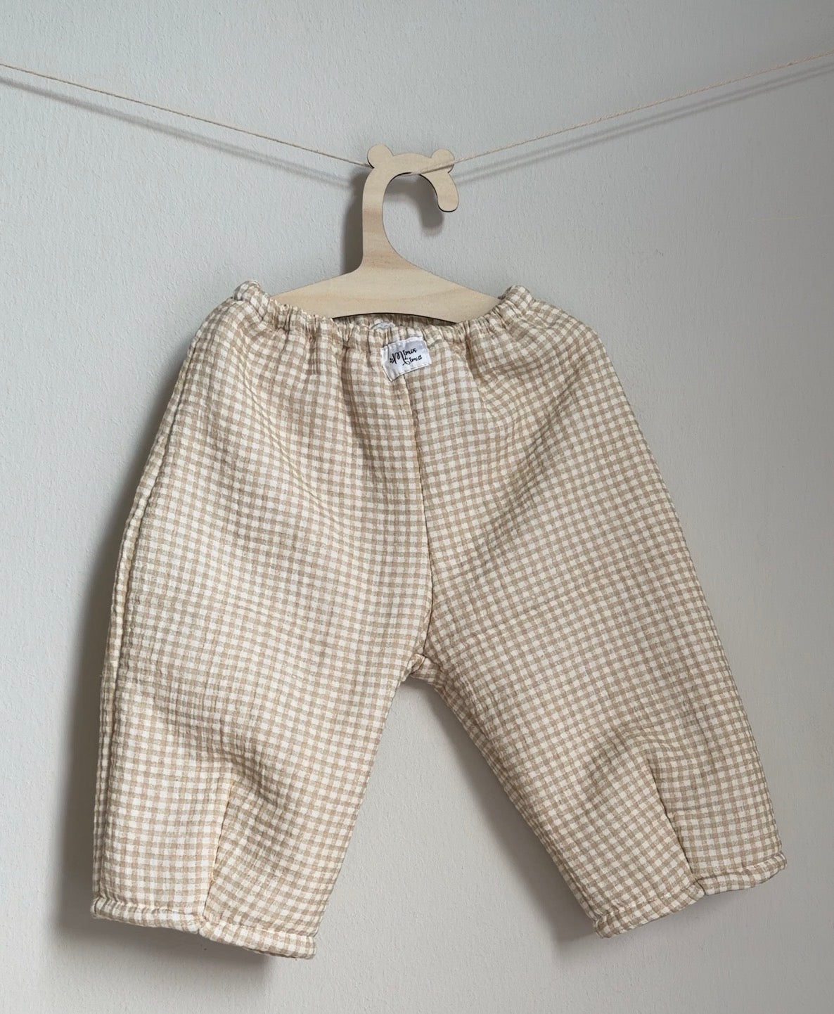 pantalon oversize vichy beige