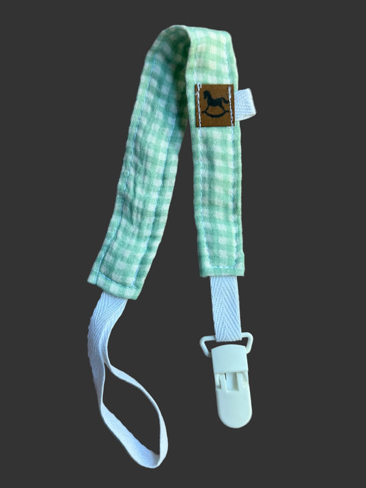 sujeta chupete vichy verde