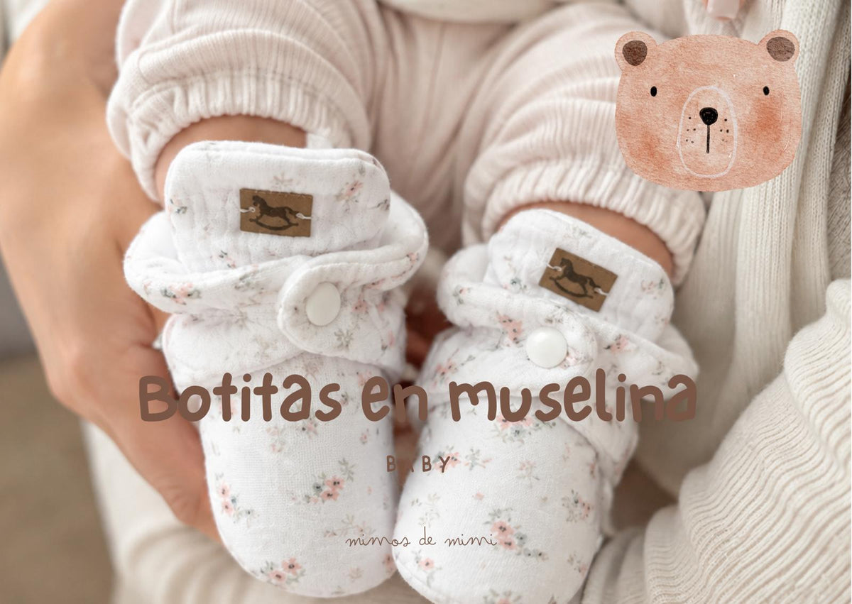 Botitas en muselina bebé - Mimos de Mimi